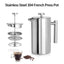 Coffee pot 304 stainless steel French press double-layer hand-pour straight handle coffee brewing pot - Korvel