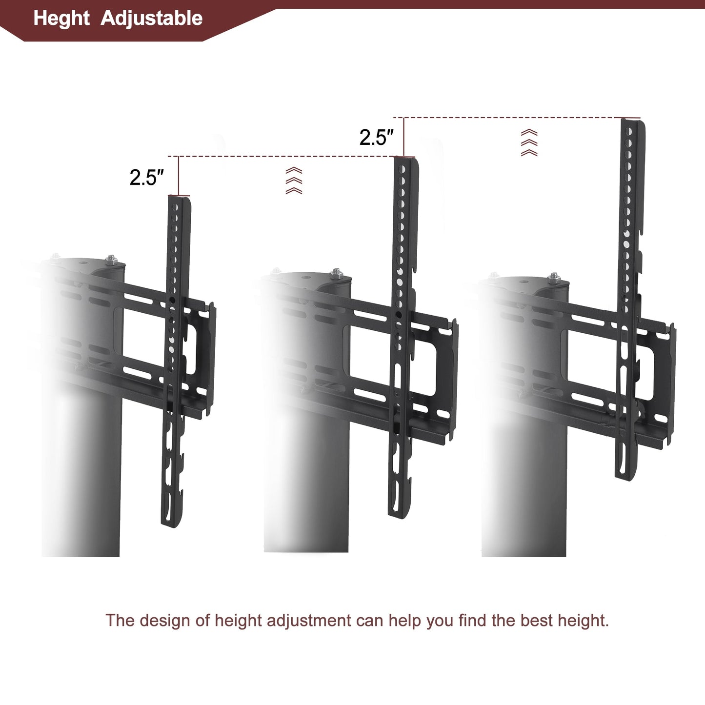 35.4 inch Black Multi-function TV Stand Height Adjustable Bracket Swivel 3-Tier - Korvel