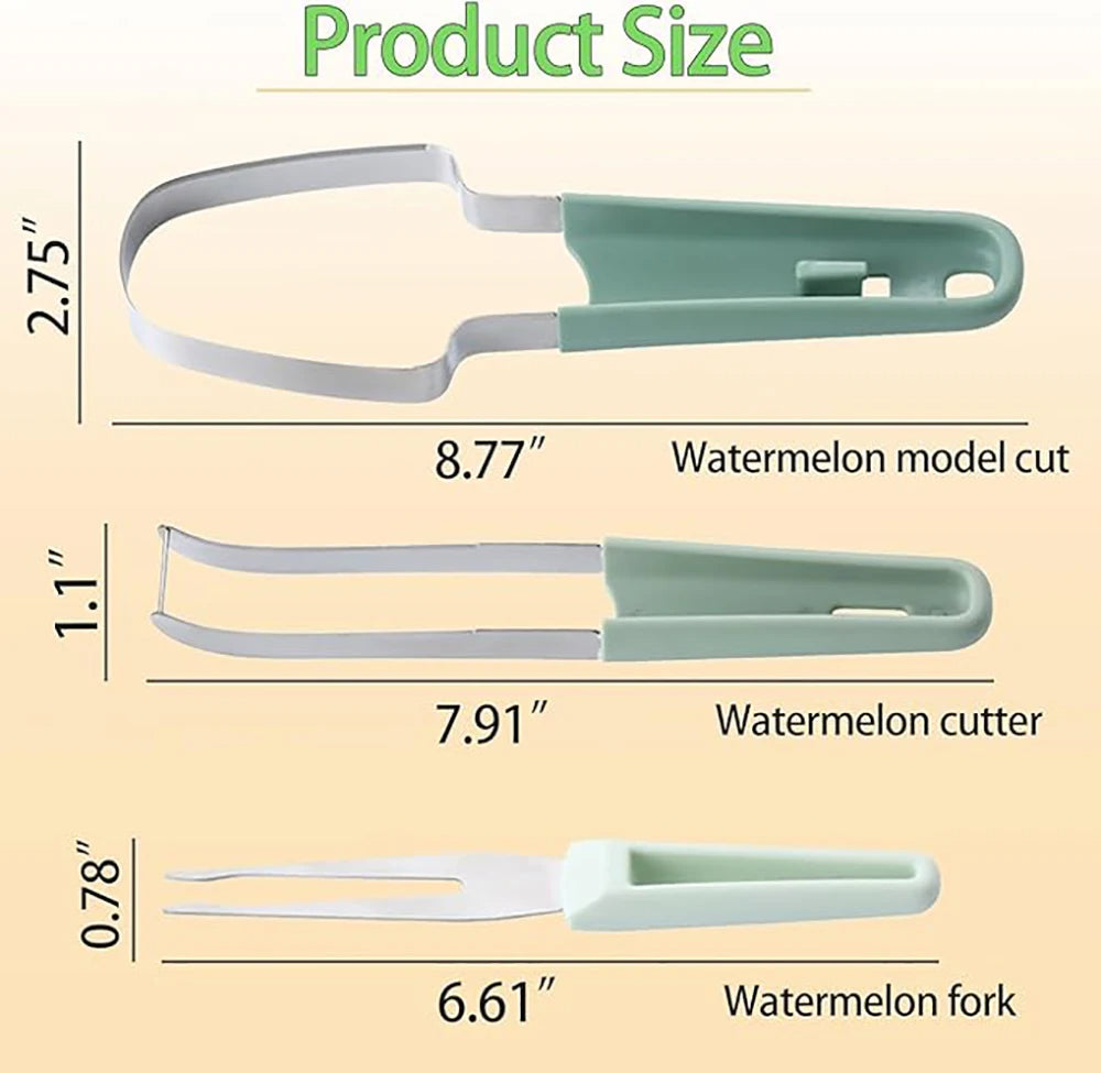 3-in-1 Watermelon Cutter Stainless Steel Fruit Carving Knife Multi-functional Melon Fork Slicer Tool for Camping Kitchen Gadgets - Korvel