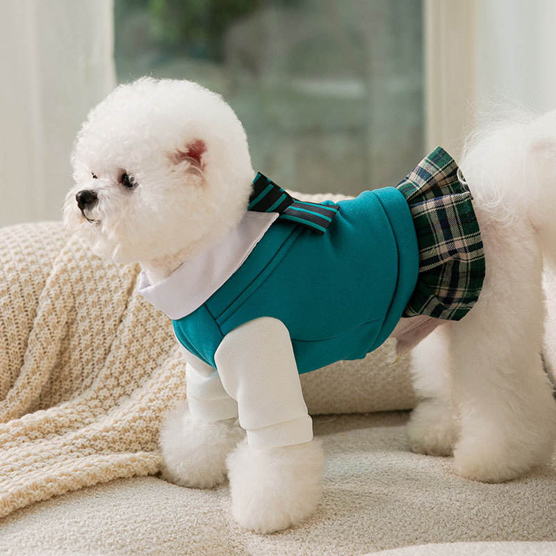 Autumn And Winter New Puppy Dog College Style Uniform Bow Tie Cat Fake Two Pieces Couple Clothes Small And Medium-Sized Dog Pet Clothes - Korvel