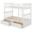 Cama litera de dos camas individuales con cajones - Blanca convertible