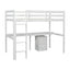 Twin Loft Wood Bed with Under-bed, Built-in Desk, a Storage Cabinet of 2 Drawers, Guardrails, Ladder,White - Korvel