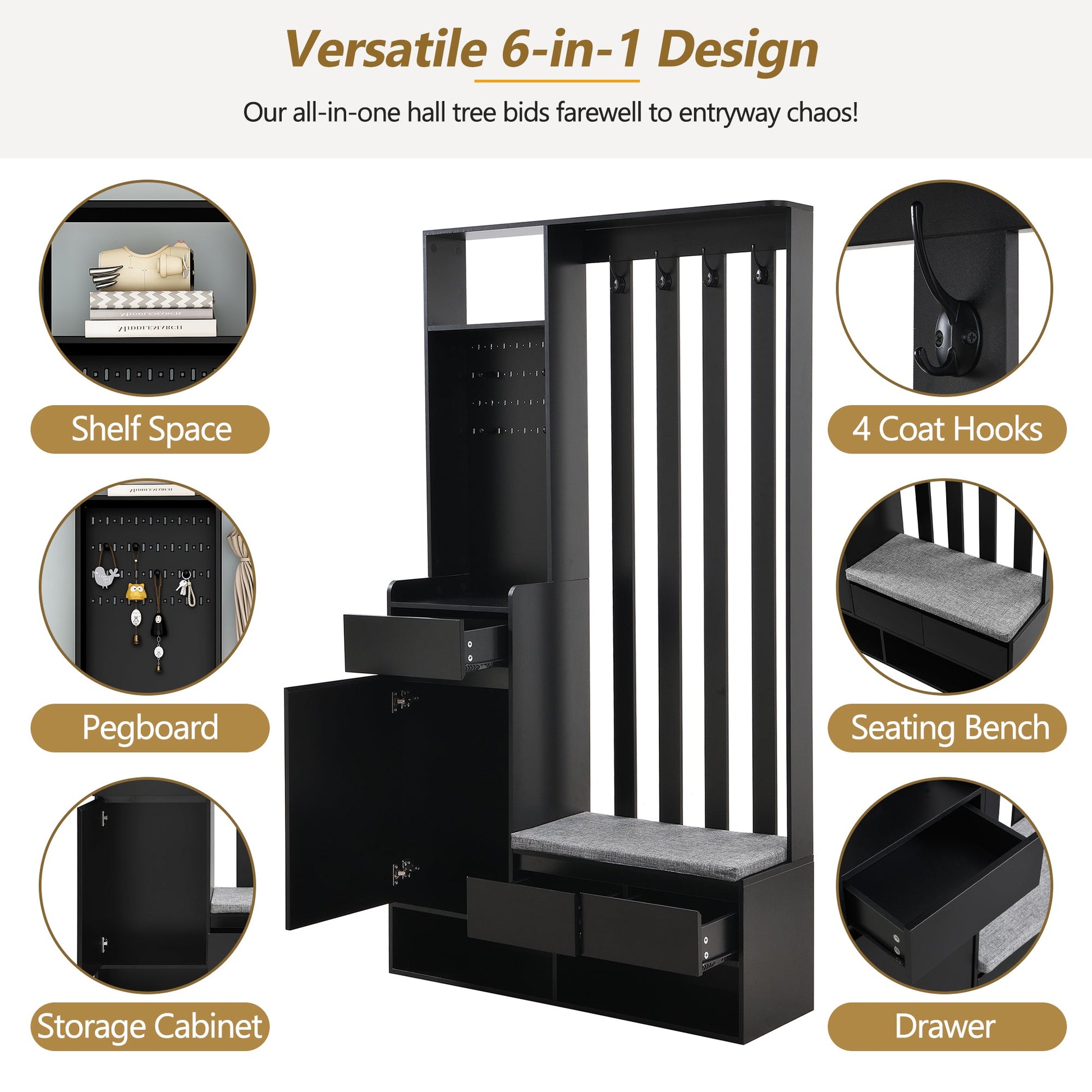 39.3'W70.8'H multifunctional corridor shoe cabinet with soft padded nail board and black hanger with entrance hook - Korvel