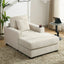 39.7" Oversized Chaise Lounger Modern Style Sofa Couch ,with Pillows, Charge Station & Cup Holders, Chenille Fabric, Cream - Korvel