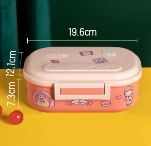 Cartoon cute portable square single layer lunch box with handle lunch box - Korvel