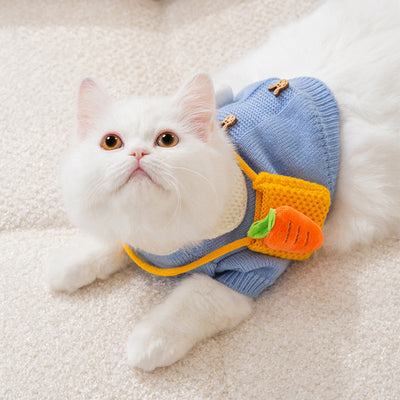 New Cute Cat Clothes Hair proof Autumn Puppet Kitten English Short Blue Cat Pet Autumn Winter Cat Sweater - Korvel