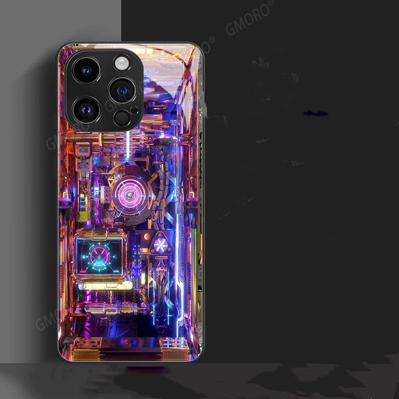 Trendy Cool Circuit Board Phone Case Apple 14 Glass Case iPhone 15 Protective Cover - Korvel