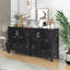 TREXM Large Storage Space Sideboard with Artificial Rattan Door and Metal Handles for Living Room and Entryway (Black) - Korvel