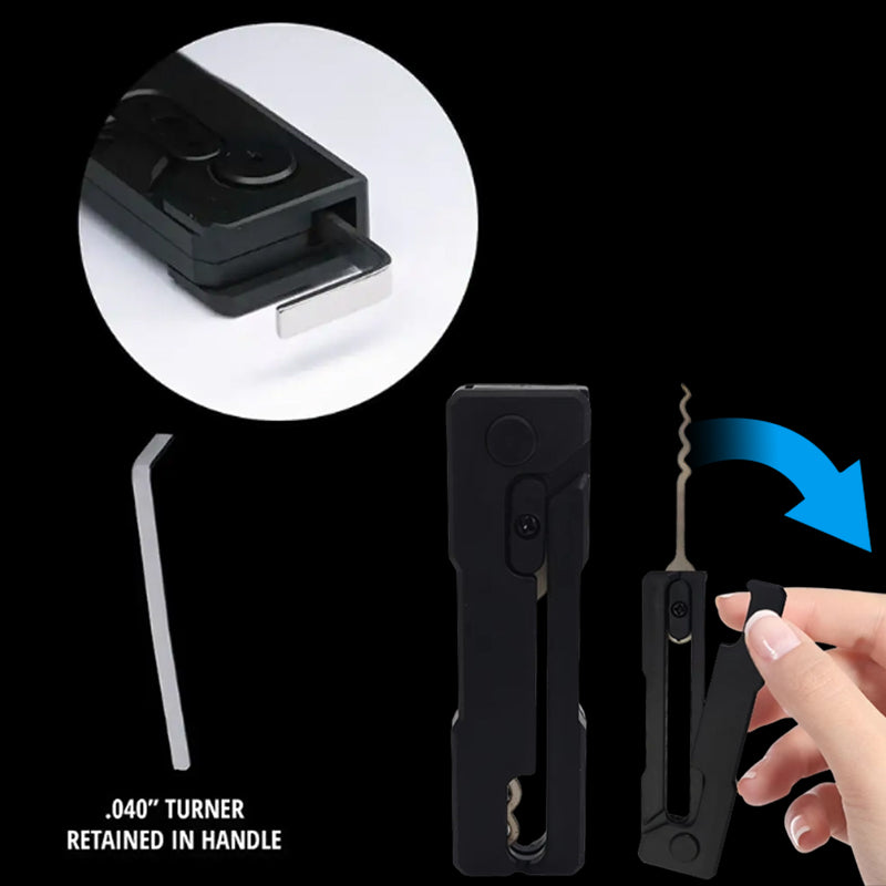 Essential stainless - steel multi - tool: quick - flip grav pick, door keys, lock rake. Durable. - Korvel