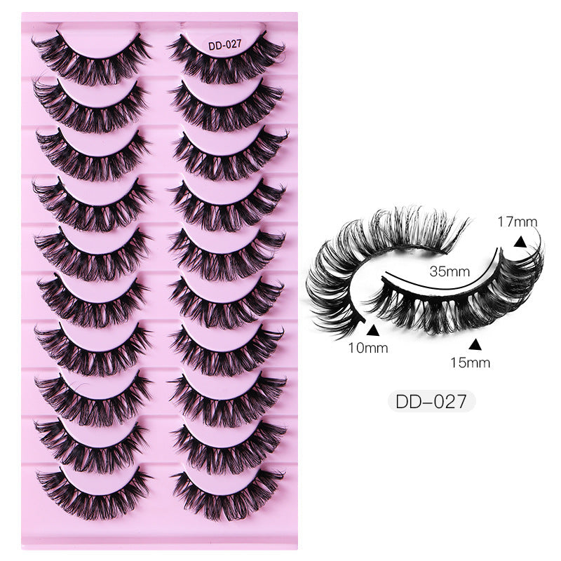 New DD Russian Large Roll Grafting Free False Eyelashes 10 Pairs Of Multi-Layer Thick Cross Mink Like Eyelashes - Korvel