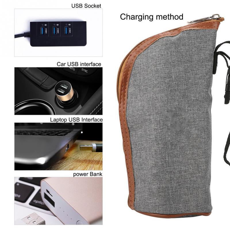 Portable Baby Warmers Bottle Holder USB Heating Bags Travel Mug Feeding Bottle Infant Milk Bottle Heating Bag Baby Feeding - Korvel