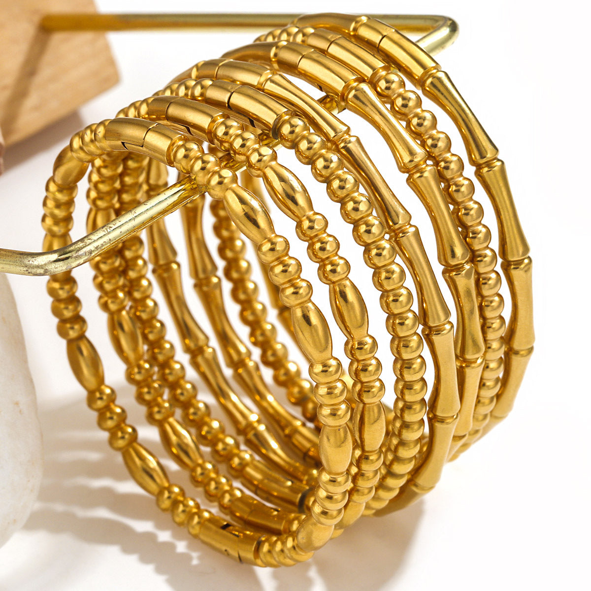 Fashion bamboo titanium steel bracelet female summer niche cold style ins stainless steel retro bamboo jewelry - Korvel