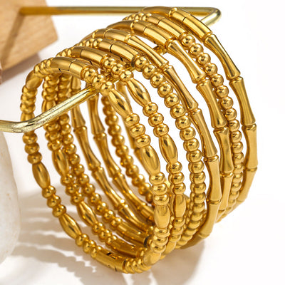 Fashion bamboo titanium steel bracelet female summer niche cold style ins stainless steel retro bamboo jewelry - Korvel