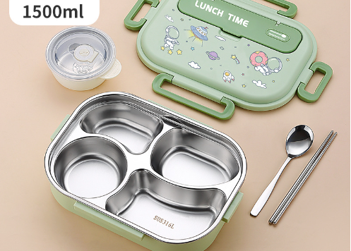 Cartoon cute sealed 316 stainless steel compartment insulation lunch box lunch box - Korvel