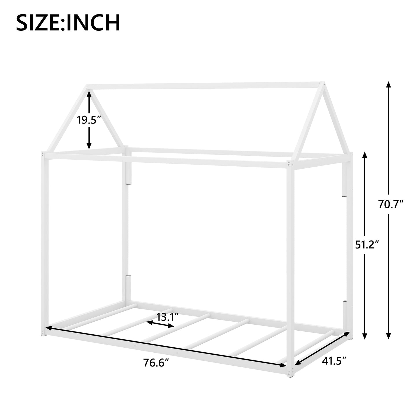 Metal House Shape Platform Bed - Twin