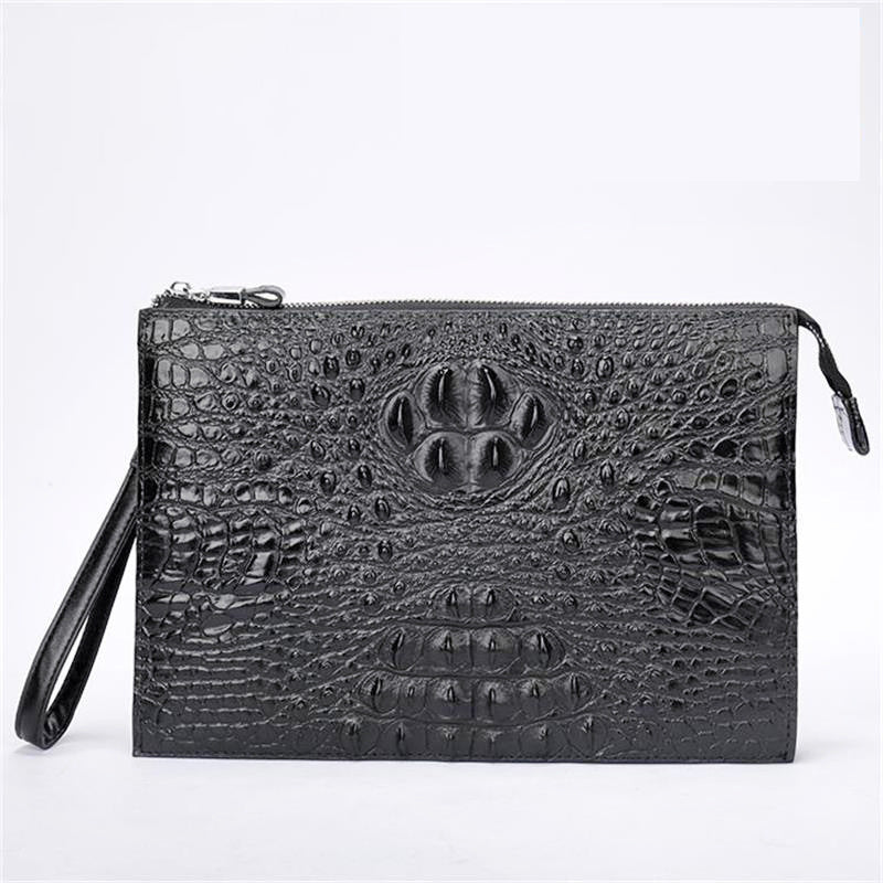 Sac sous le bras en cuir véritable crocodile pour homme A4