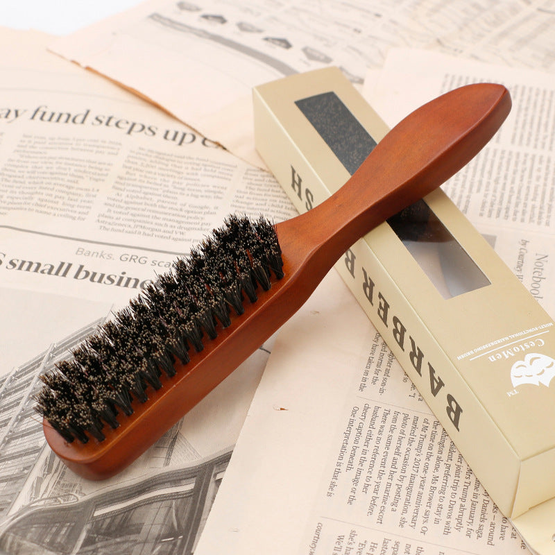 Beard Brush for Styling and Grooming, Hair Salon Cleaning Brush, Broken Hair Sweeper, Solid Wood Bristle Beard Comb, Pomade Brush - Korvel