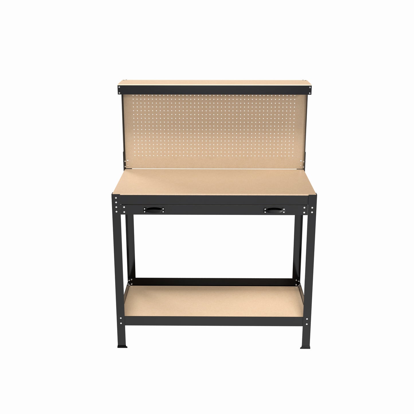 63" Tools Cabinet Working Tables Workbench Tool Storage Workshop Table with Drawers and Pegboard - Korvel