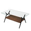 Rectangle Coffee Table with Tempered Glass top and Black Metal Legs, Modern Table for Living Room , Transparent Glass - Korvel