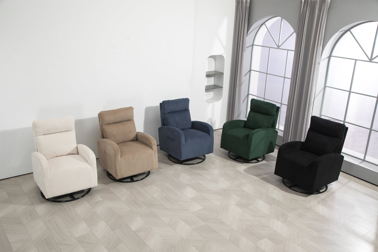 Silla mecedora giratoria tapizada JiaDa en beige