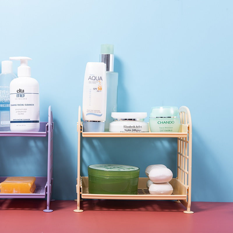 Double Storage Rack Kitchen Small Shelf Desktop Storage Rack Bathroom Sink Plastic Organizing Rack - Korvel