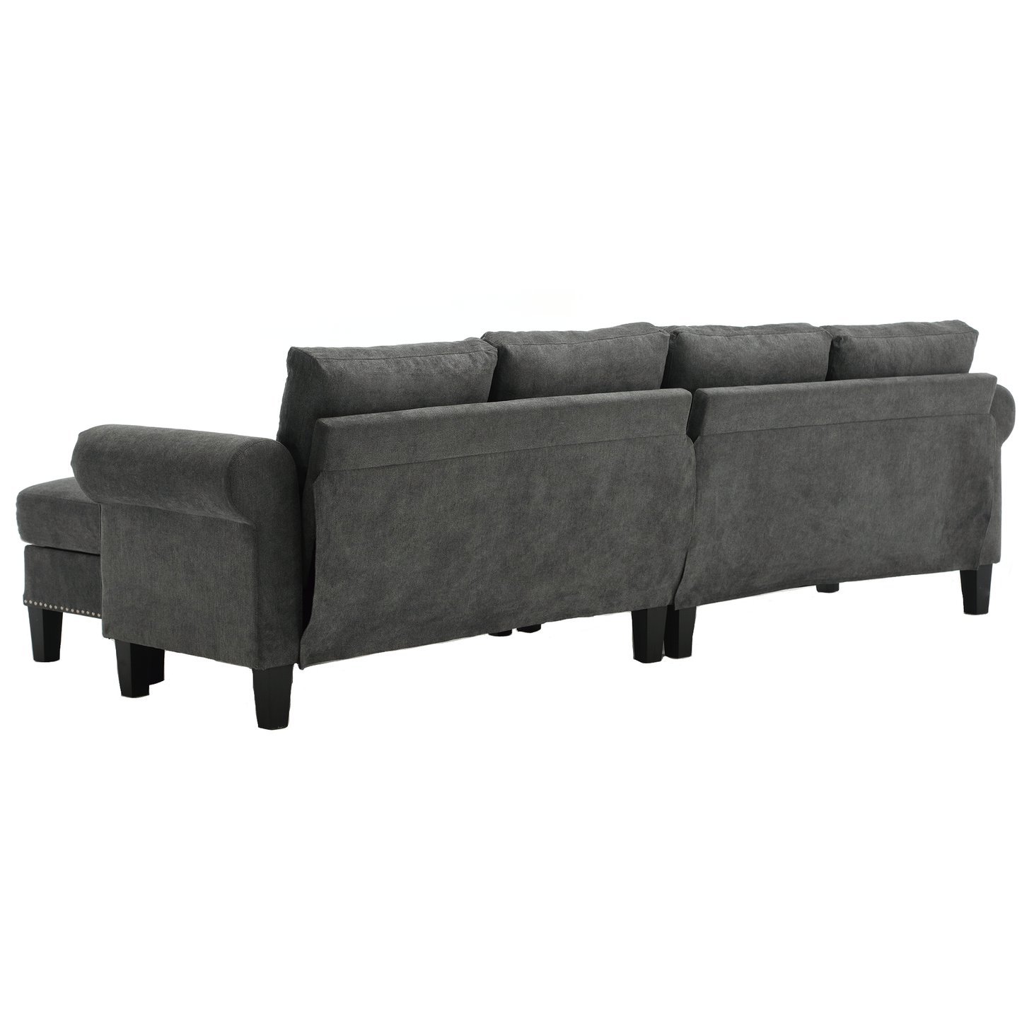 Convertible Sectional Sofa with Storage,L-shaped sofa Modern Linen Fabric Sectional Couches for Living Room,Gray - Korvel