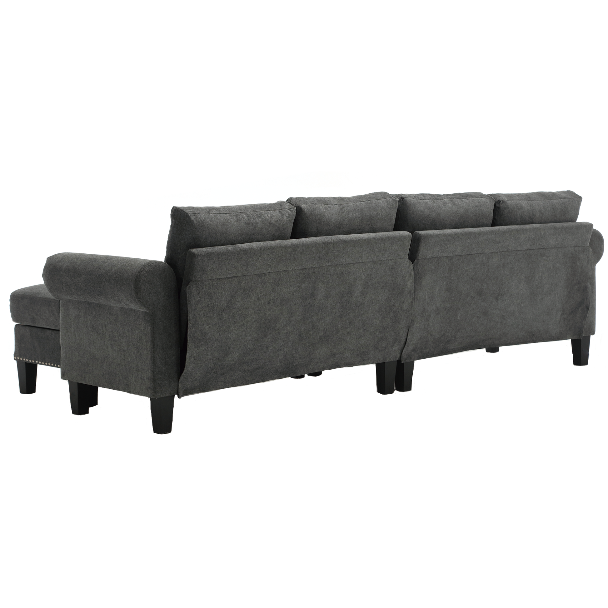 Convertible Sectional Sofa with Storage,L-shaped sofa Modern Linen Fabric Sectional Couches for Living Room,Gray - Korvel