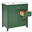 30-Inch Green Bathroom Vanity with Ceramic Sink