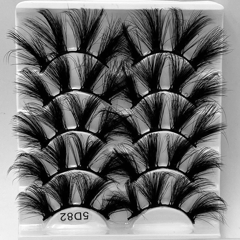 5D 25mm 5 Pairs Mink Eyelashes Multi-Layer Lengthening Thick Thickened False Eyelashes - Korvel