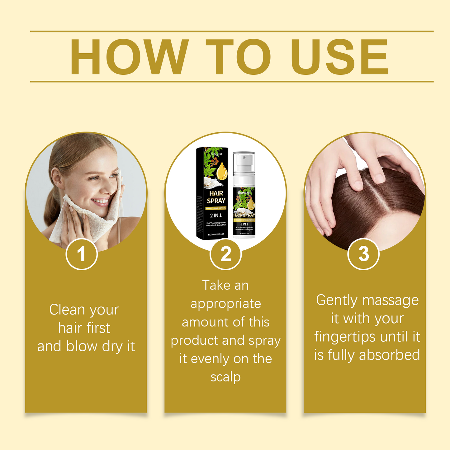 Hair Care Mist Nourishes Scalp, Moisturizes Hair And Shines Castor Oil Repair Spray - Korvel