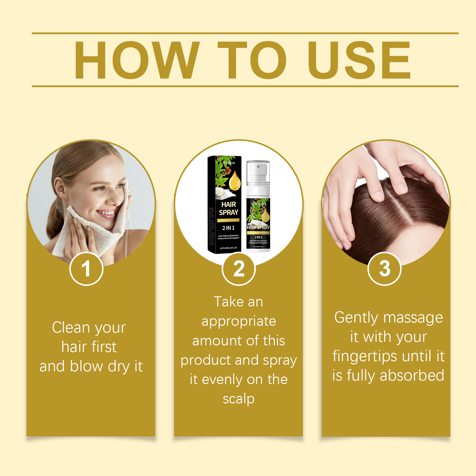 Hair Care Mist Nourishes Scalp, Moisturizes Hair And Shines Castor Oil Repair Spray - Korvel