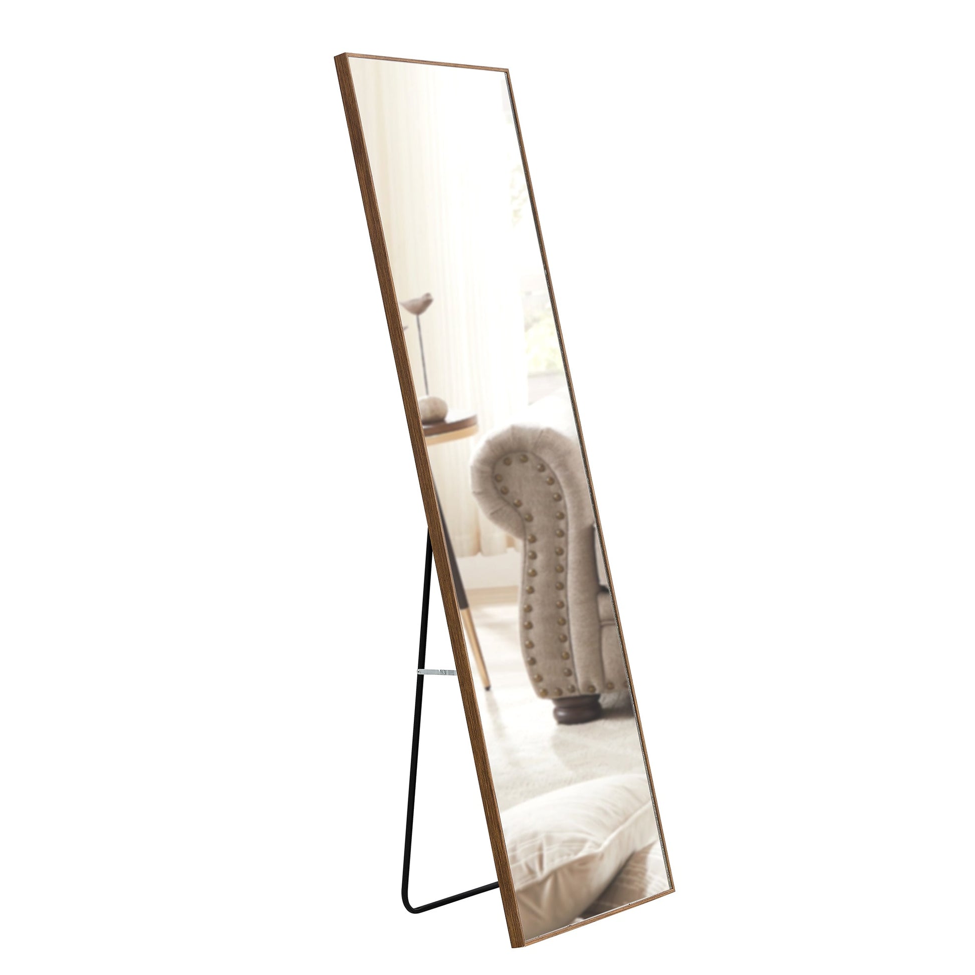 60x17 Brown Solid Wood Frame Full-length Mirror, Dressing Mirror, Bedroom Home Porch - Korvel