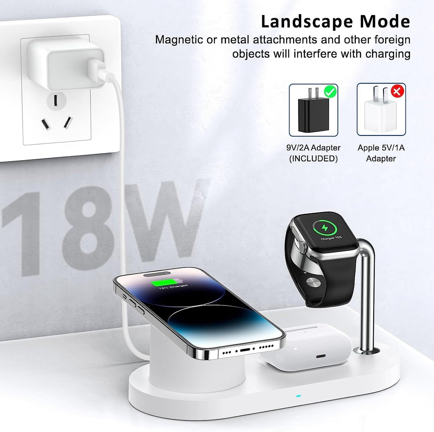 MagSafe magnetic suction three-in-one suitable for Apple mobile phone 15w wireless charging - Korvel