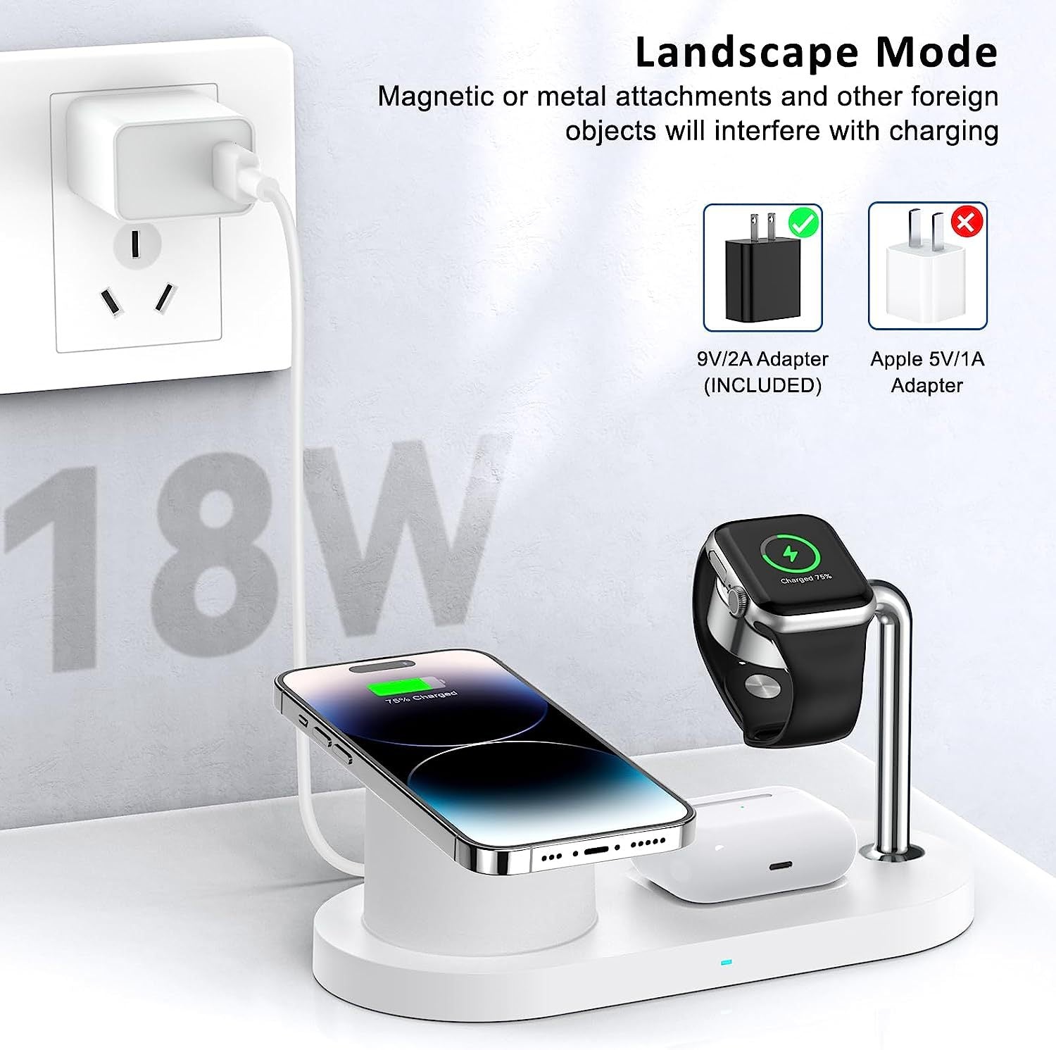 MagSafe magnetic suction three-in-one suitable for Apple mobile phone 15w wireless charging - Korvel