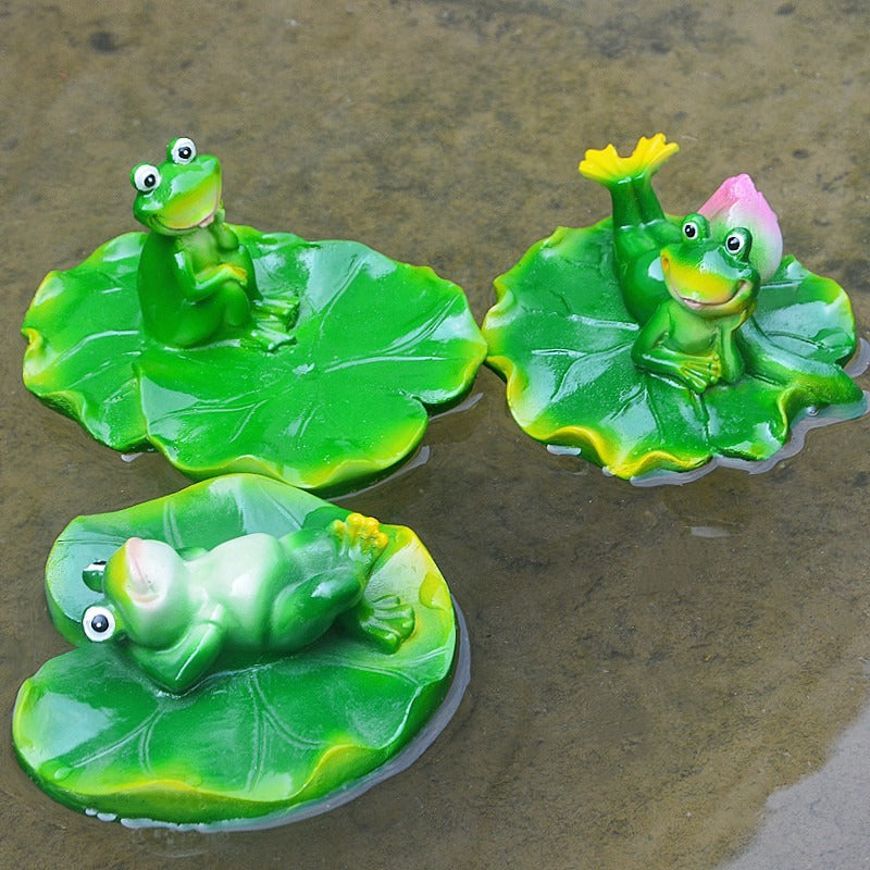 Floating Frog and Fish Pond Scenery Water Surface Decoration Water Fountain Resin - Korvel