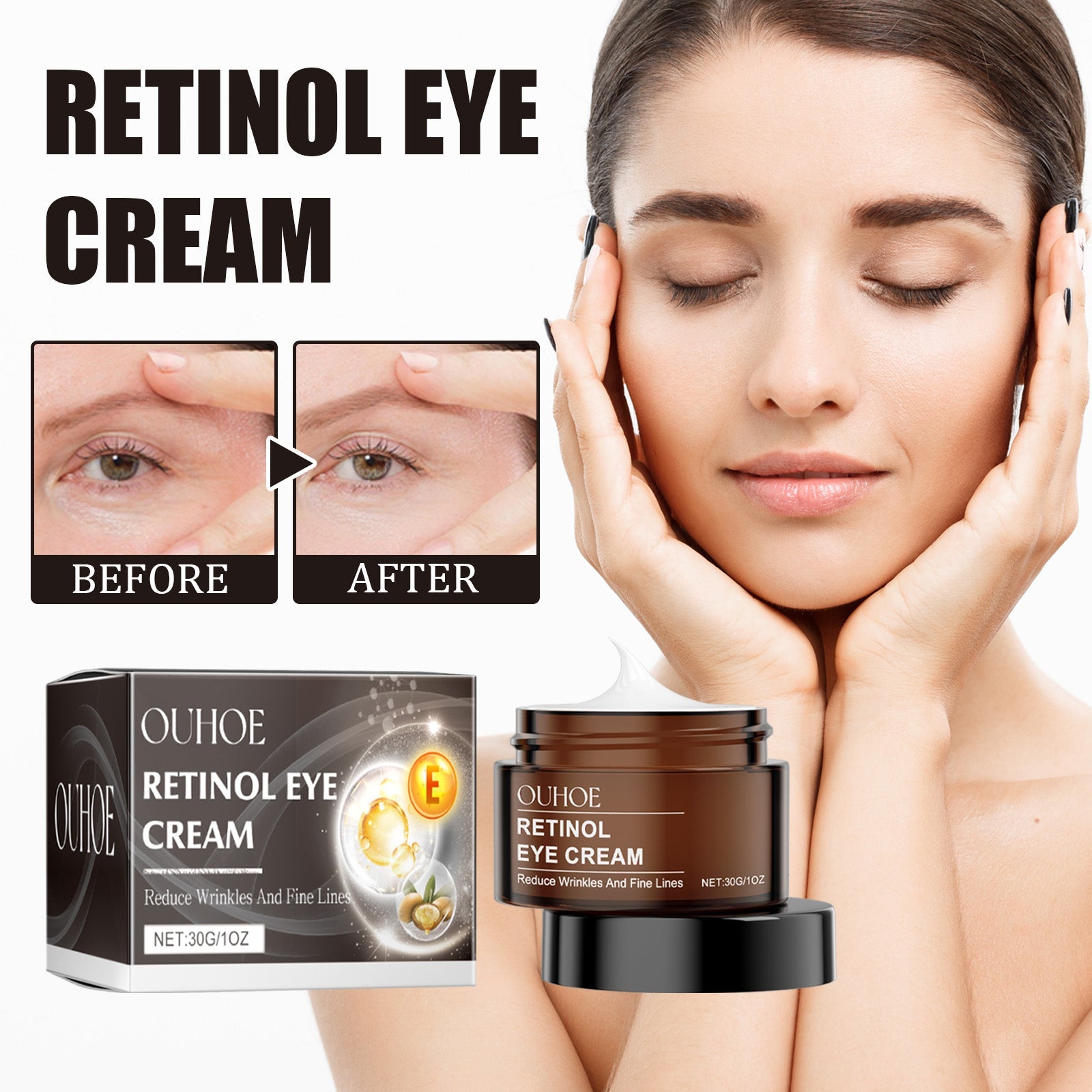 Retinol Eye Cream, Desalination Smoothen Fine Lines Eye Pouch Black Rim Of The Eye Moist Nursing Play Tight Muscle Eye Cream - Korvel