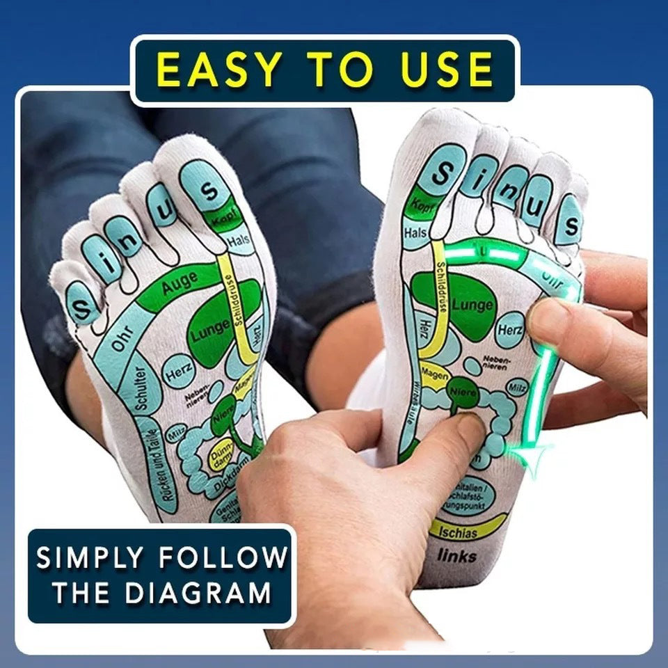Five Finger Socks Health Care Socks Creative Acupoint Map Foot Massage Socks Cotton Socks - Korvel