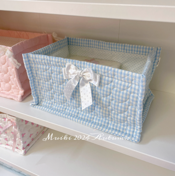 Quilted ins storage basket desktop good item storage cute storage frame - Korvel