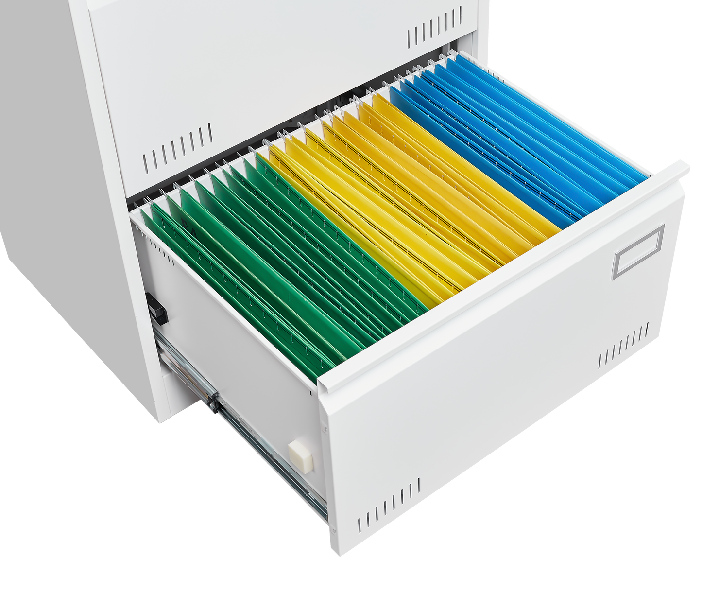 Horizontal file cabinet, 2 drawers, white file cabinet with lock, metal file cabinet with lock, 3 drawers, legal office cabinet - Korvel
