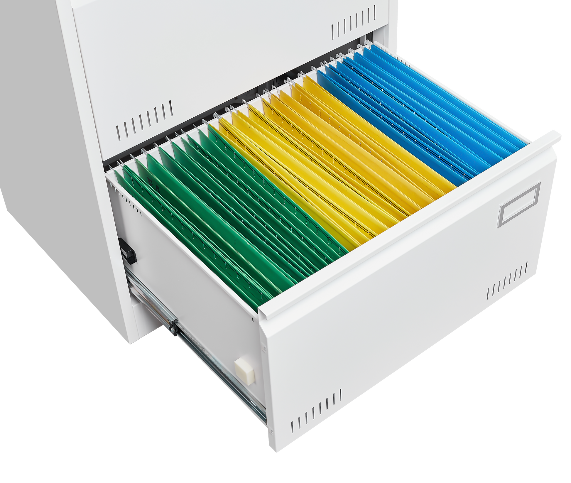 Horizontal file cabinet, 2 drawers, white file cabinet with lock, metal file cabinet with lock, 3 drawers, legal office cabinet - Korvel