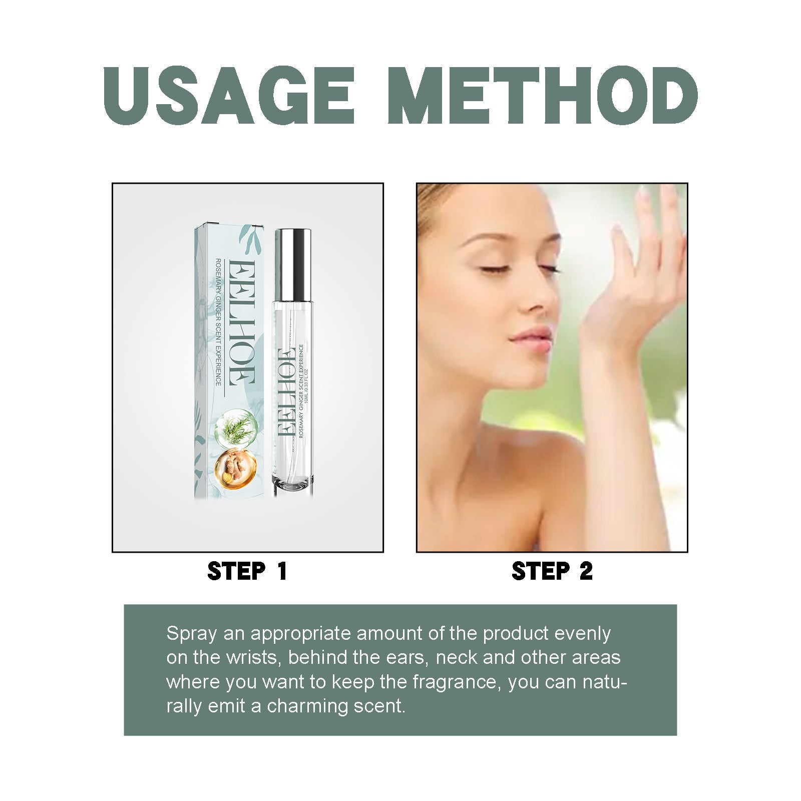 Rosemary Ginger Scent Experience Perfume, Natural Fragrance Behind The Ear And Wrist For Women - Korvel