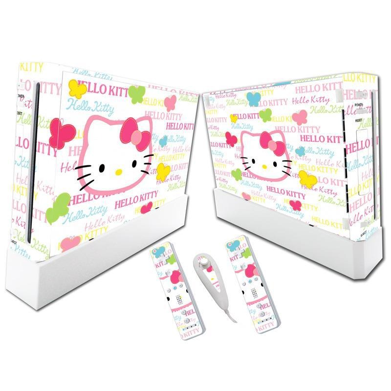Stylish Wii Console Stickers - Hello Kitty & Pikachu Designs