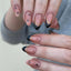 Sweet cool black French flash gold powder almond nails European and American fake nails removable nail pieces - Korvel