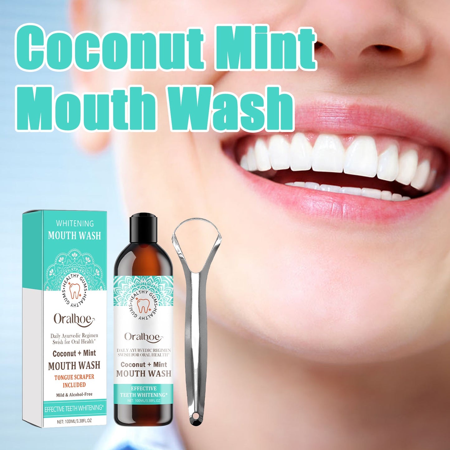 Coconut Mint Mouth Wash, Whitening Teeth Yellow Teeth Stains Tongue Coating Clean Fresh Breath Oral Care - Korvel