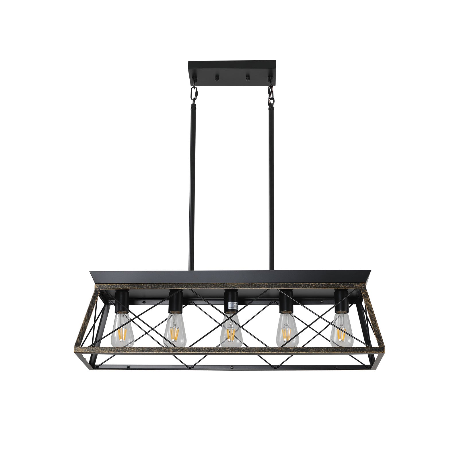 5-Light Farmhouse Chandeliers for Dining Room Metal Rustic Pendant Island Light  Modern Rectangular Island Lights (No Bulbs) - Korvel