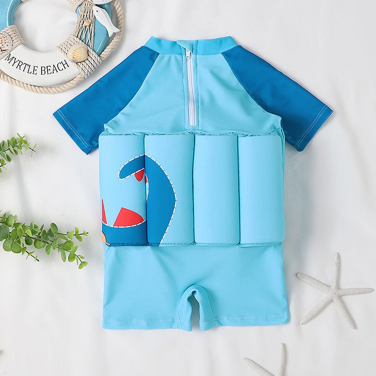 Traje de baño de una pieza con flotación de manga corta para niños