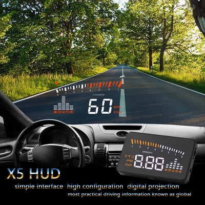X5 Car HUD Head Up Display OBD II EOBD Automatic Matching Overspeed Warning System Projector Windshield Car Voltage Speed Alarm - Korvel