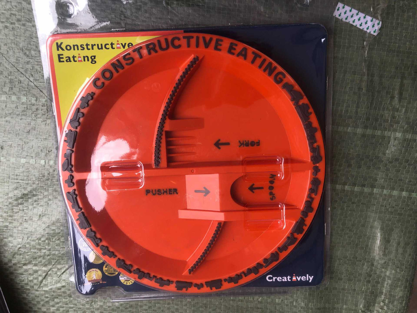 Dinneractive car bulldozer excavator fork shovel dining plate children's tableware three sets - Korvel