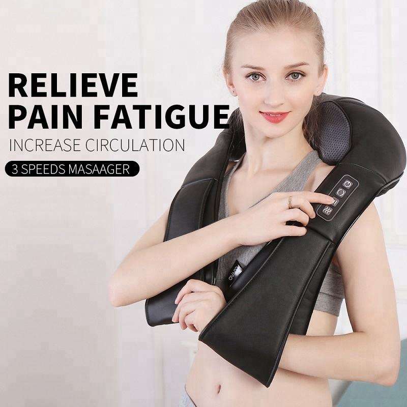 LUYAO LY-580A+1 shiatsu deep kneading heated Neck shoulder back body massager massage belt shawl massage machine - Korvel