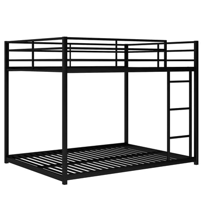 Full Over Full Metal Bunk Bed with Ladder - Black